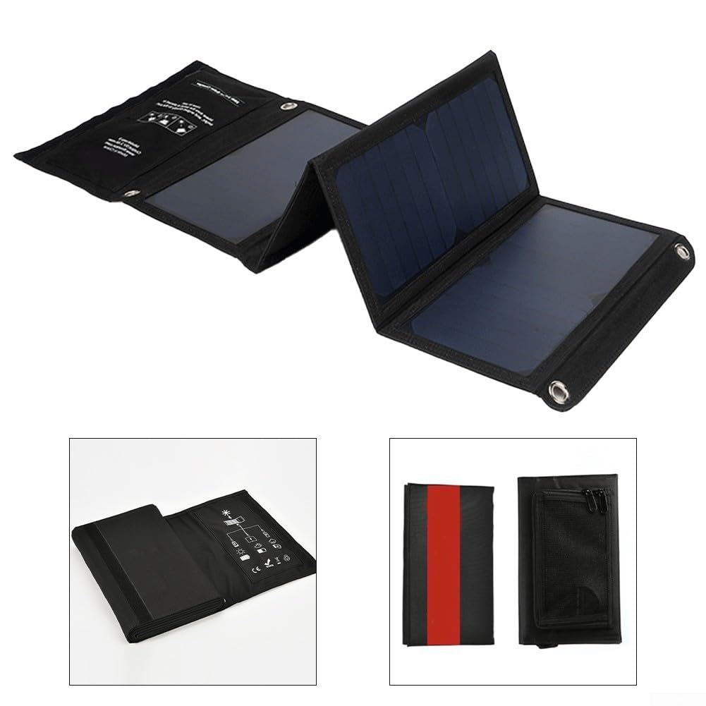Zoegneer 28W Pannello Solare Portatile Pieghevole Doppio IP65 Impermeabile per Outdoor Campeggio Escursionismo con Cavo per Dispositivi Android