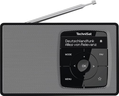 TechniSat DIGITRADIO 2 - Tragbares DAB+/UKW-Radio mit Akku (mit Bluetooth Audiostreaming, Weckfunktion, OLED Display, Kopfhöreranschluss, Lautsprecher 1 W RMS) schwarz/silber