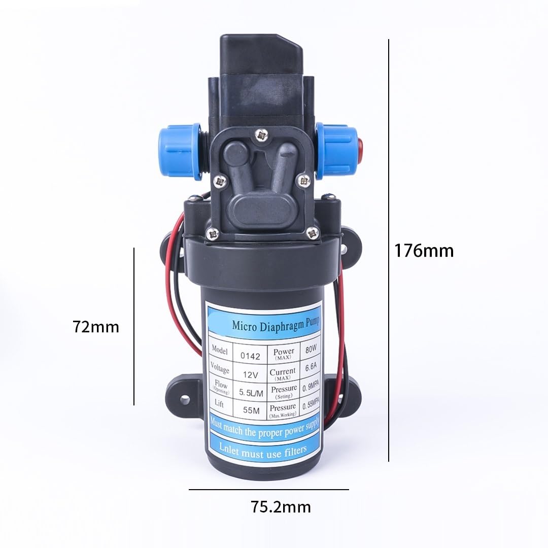 Pompy wodne, części i akcesoria wysokociśnieniowa membranowa pompa wodna, automatyczny przełącznik, DC 12 V, 80 W, 130 PSI, 5,5 l/min, elektryczna pompa wodna (Return Valve typ A)