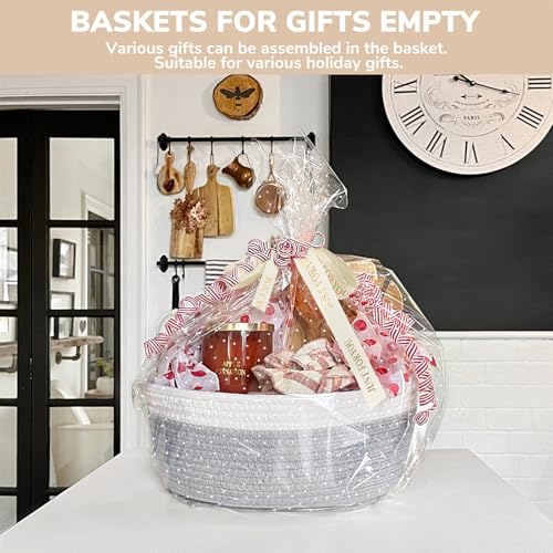Image of CHICVITA Easter baskets, Cute Basket for Decor, Dog Toy Storage, Empty Gift Baskets to Fill, 12 inchx 8 inchx 5 inch, Grey (Pack of 2)