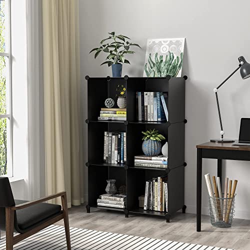 HOMIDEC Cube Bookcase, 6 Cube Storage Unit Bookshelf Storage Cube Organiser Multi-Use DIY Storage Cube Shelf for Books, Toys, Clothes, Tools - Image 3
