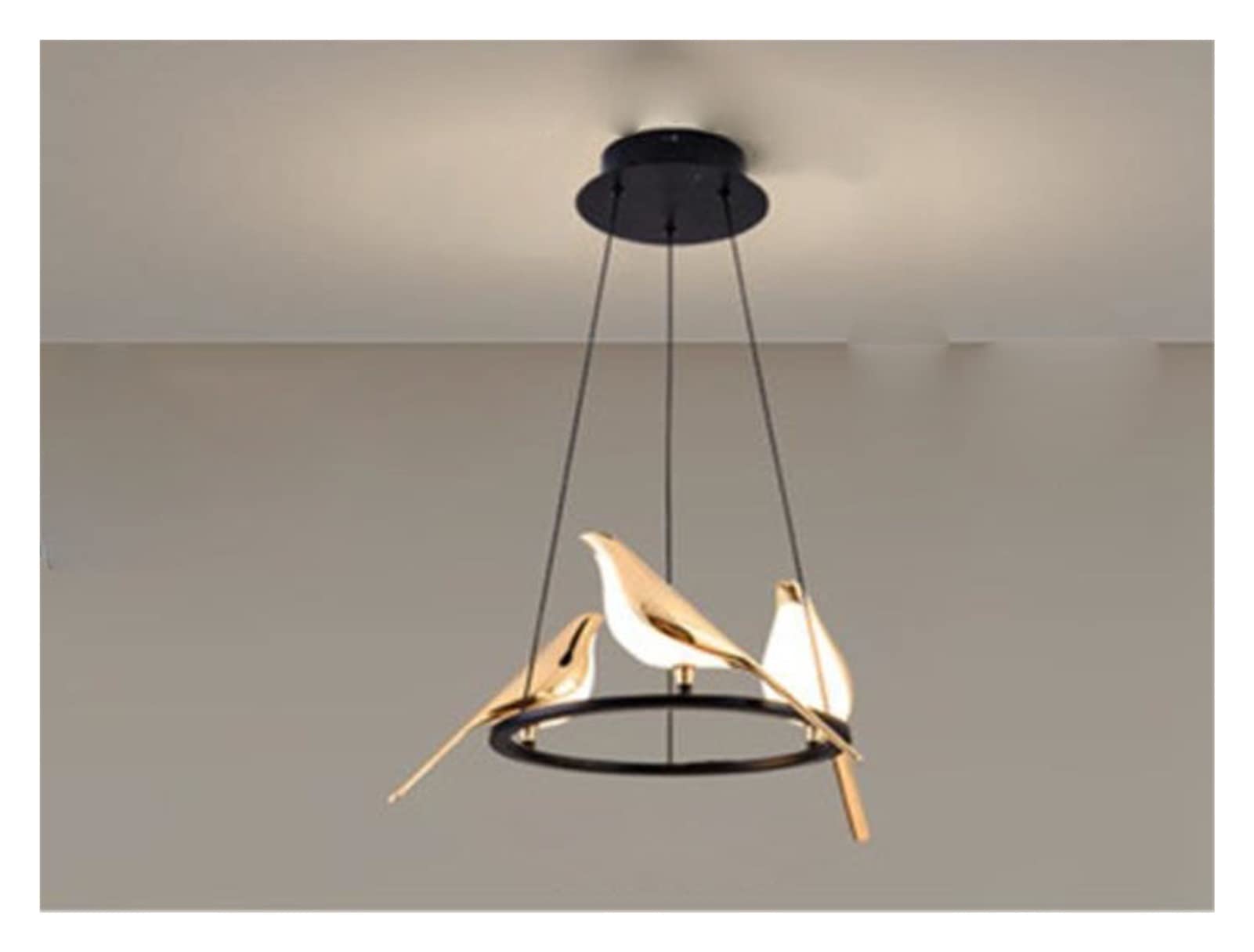 LIUYI Nordic Golden Bird LED Chandelier Parlor Bar Bedside Hanging Light Fixture Novelty 360 Degree Rotation Replaceable LED Home Deco (Emitting Color : Natural Light, Lampshade Color : J)