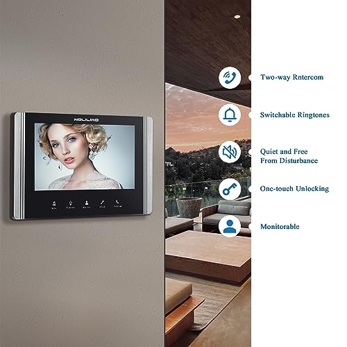 WOLILIWO Video Türklingel mit Kamera,3-familienhaus Video Doorbell Intercom with 7-Inch Monitor,Sprechanlage mit türöffner,4 Wires,Night Vision, IR Sensor, 52 Ringtones