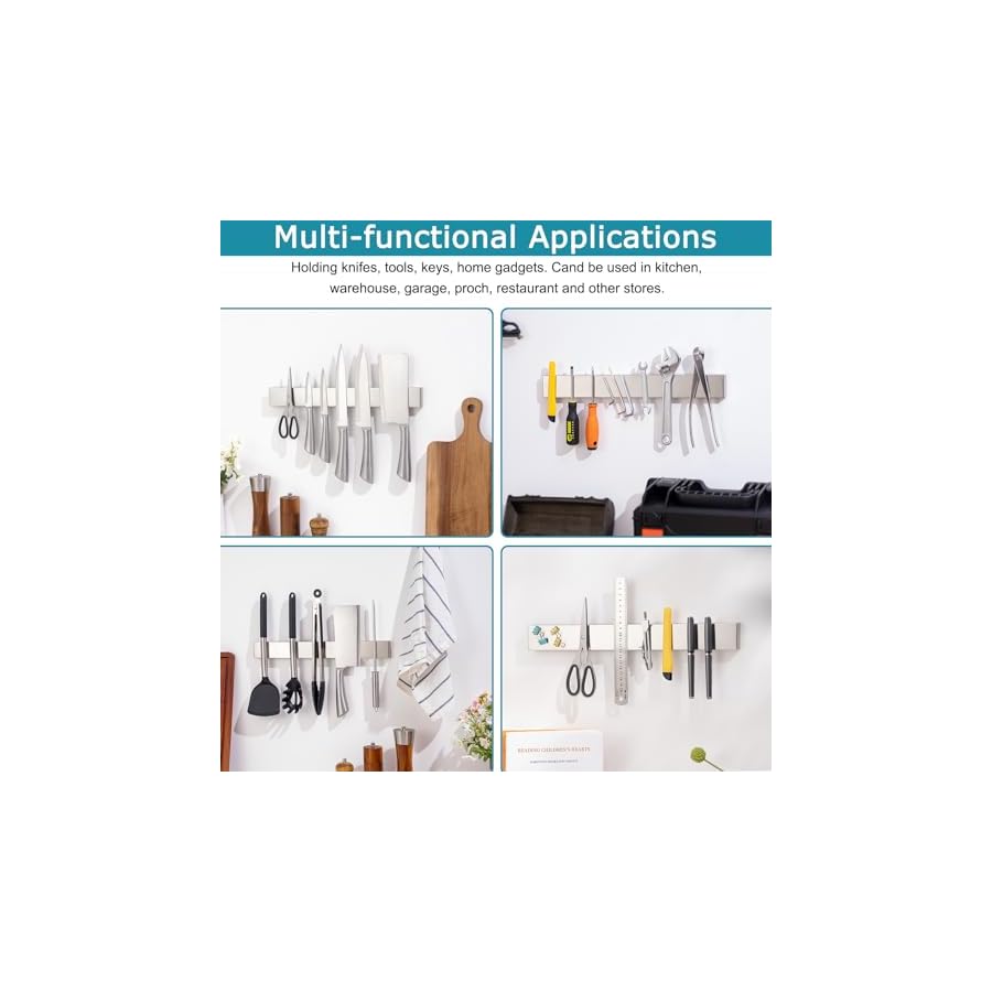 Professional-16-Magnetic-Knife-Strip-Stainless-Steel-Knife-Magnet-Rack-Bar-Holder Professional 16" Magnetic Knife Strip, Stainless Steel Knife Magnet Rack Bar Holder