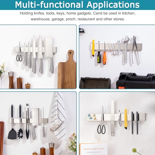 Professional 16" Magnetic Knife Strip, Stainless Steel Knife Magnet Rack Bar Holder - Image 4