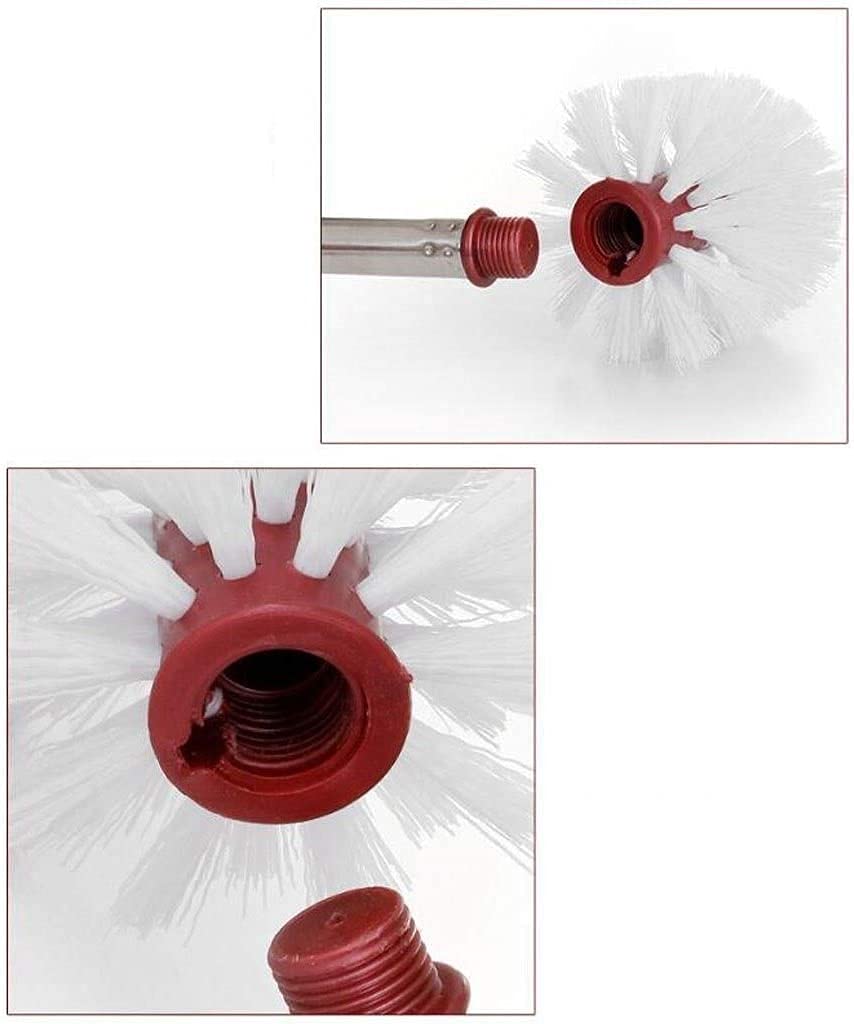 Uso Baños PúBlicos 2 Uds Cepillo De Baño Plástico Y Soporte Acero Inoxidable Mango Largo Juego Inodoro Limpio con Base para Apto Mayoría Inodoros(Wine Red,Leaf)