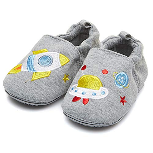 ENERCAKE Baby Boys Girls Shoes Toddler High-Top Ankle Canvas Infant Sneakers Soft Sole Newborn First Walkers Crib Shoes(6-12 Months Infant, A-Rocket Grey)