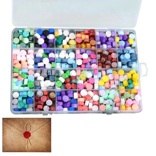 Cuentas de sellado de cera, cera de sellado de letras, cera de sello de letras coloridas, cera de sellado de letras creativas, 24 colores mixtos para hacer sellos de cera