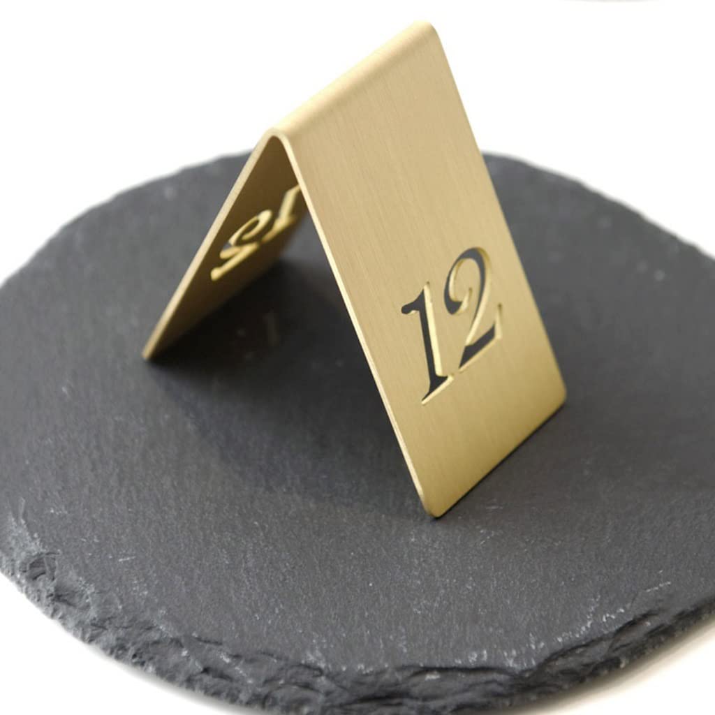 Números De Mesa De Pie Placas De Letreros De Escritorio Lados Dobles Huecos 6,5 Cm × 6,5 Cm × 4 Cm, para Restaurante Café Bar Marcador De Mesa De Latón Tarjeta De Asiento Reservado (17)