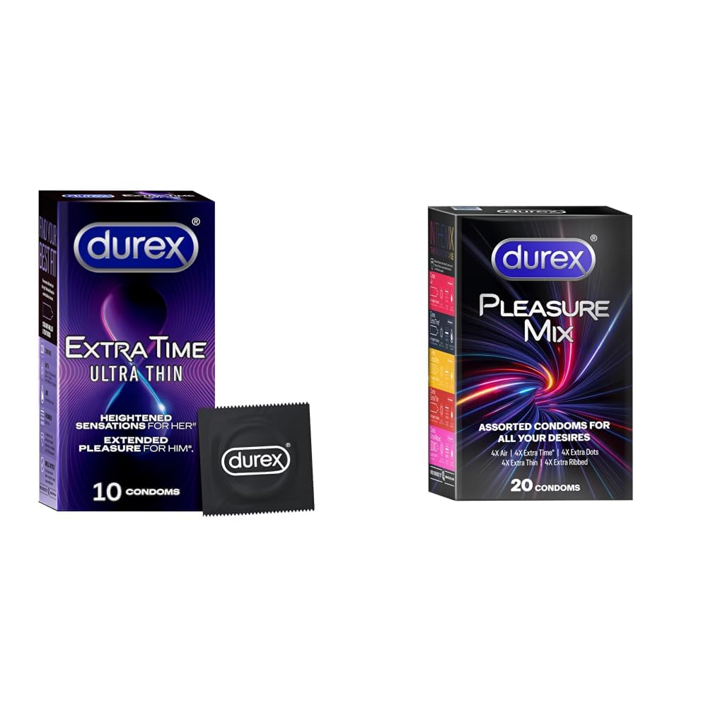 Durex Extra Time Ultra Thin Condom 10 Count & 5 in 1 Pleasure Pack | Assorted Condoms | 20 units-picture-27