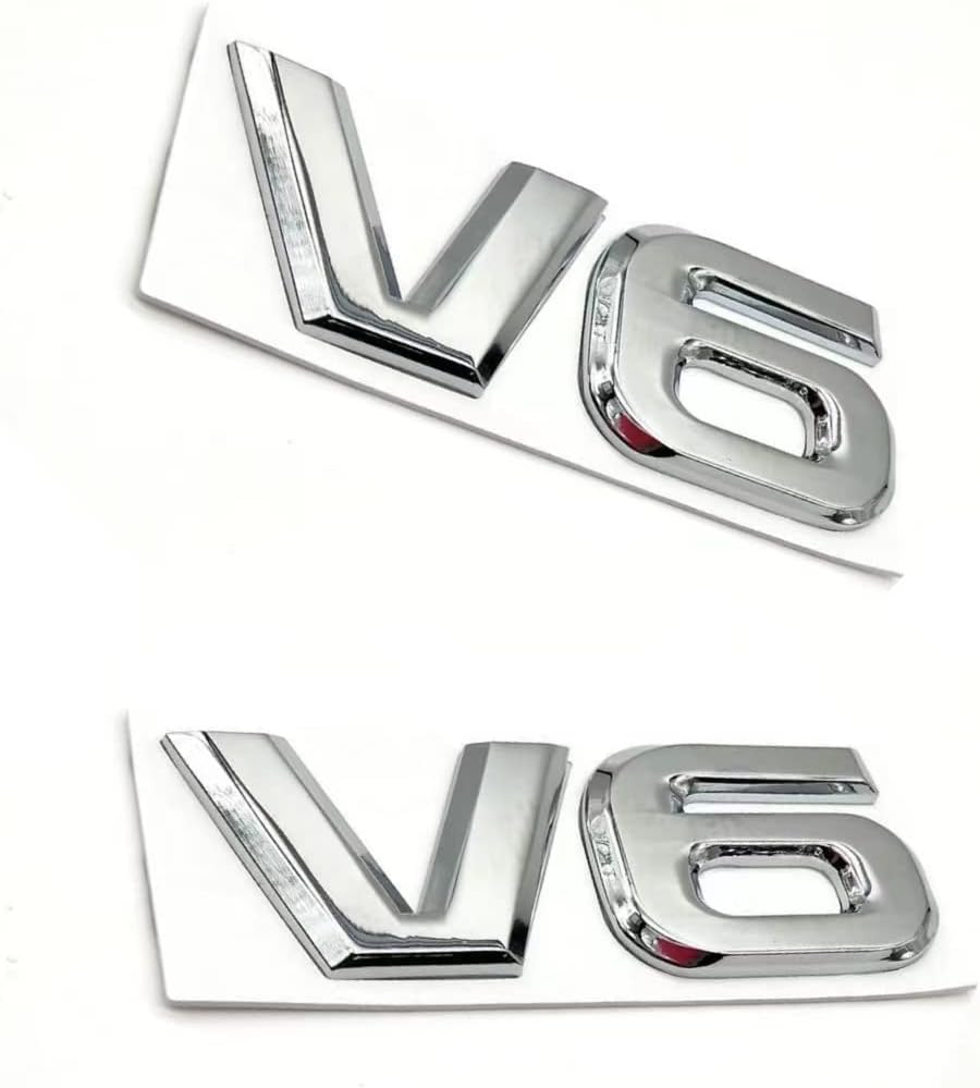 2Pcs V6 Emblem Sticker Car 3D Logo Zinc Alloy Chrome Emblem Badge Decal Replacement for Tacoma (V6&Silver) - Image 4