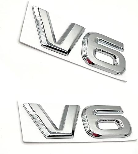 Miniatura 9 de 2 emblemas de aleación de zinc 3D V6, para decoración de coche (negro)