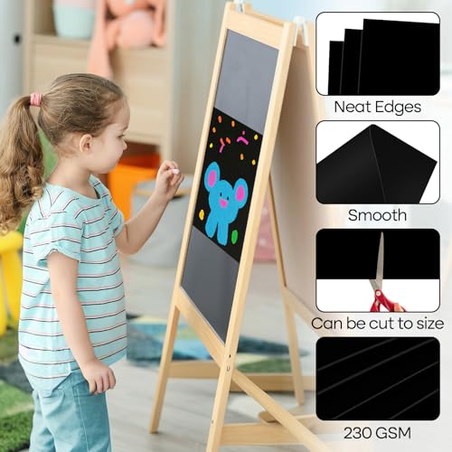 Image of 18 Pcs Black Poster Board Paper 14x18, ROOKEA Vision Boards Posterboard Bulk for School Projects Classroom Arts Craft Presentations Drawing Scrapbooking Blank Graphic Display