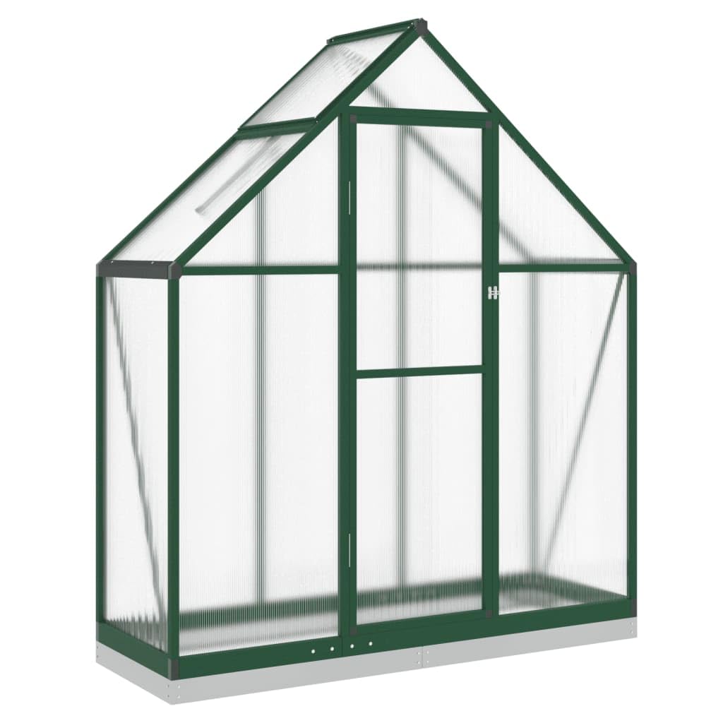 Rasen & Garten Gewächshaus mit Fundamentrahmen grün 169x58x202cm Aluminium Gartenarbeit