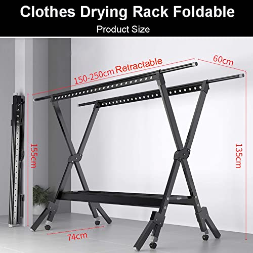 Foldable Laundry Drying Rack, Collapsible Indoor Clothes Stand, Adjustable Length for Space Saving - Image 2