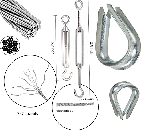 Image of DIY Crafts Pack of 1 Set, Stainless Steel Kit, Turnbuckle Tension Wire Rope Eye & Hook, Wire Rope Cable Clip Clamp, Thimble & Other Accessories 1 Set Con(Pack of 1 Set, Stainless Steel Kit)