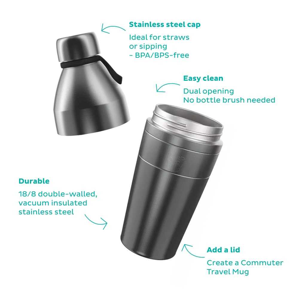 KeepCup Calenture Wasserflasche, wiederverwendbar, isoliert, Edelstahl, doppelte Öffnung mit auslaufsicherer Stahlkappe, 660 ml