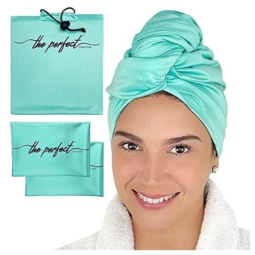 THE PERFECT HAIRCARE Curly Hair Girls Microfiber Plopping Towel Set - Anti-frizz Silky Smooth Hair Drying Wrap for Women - Super Absorbent Large Hair Towel + 2 Scrunching Towels to Micro Plop