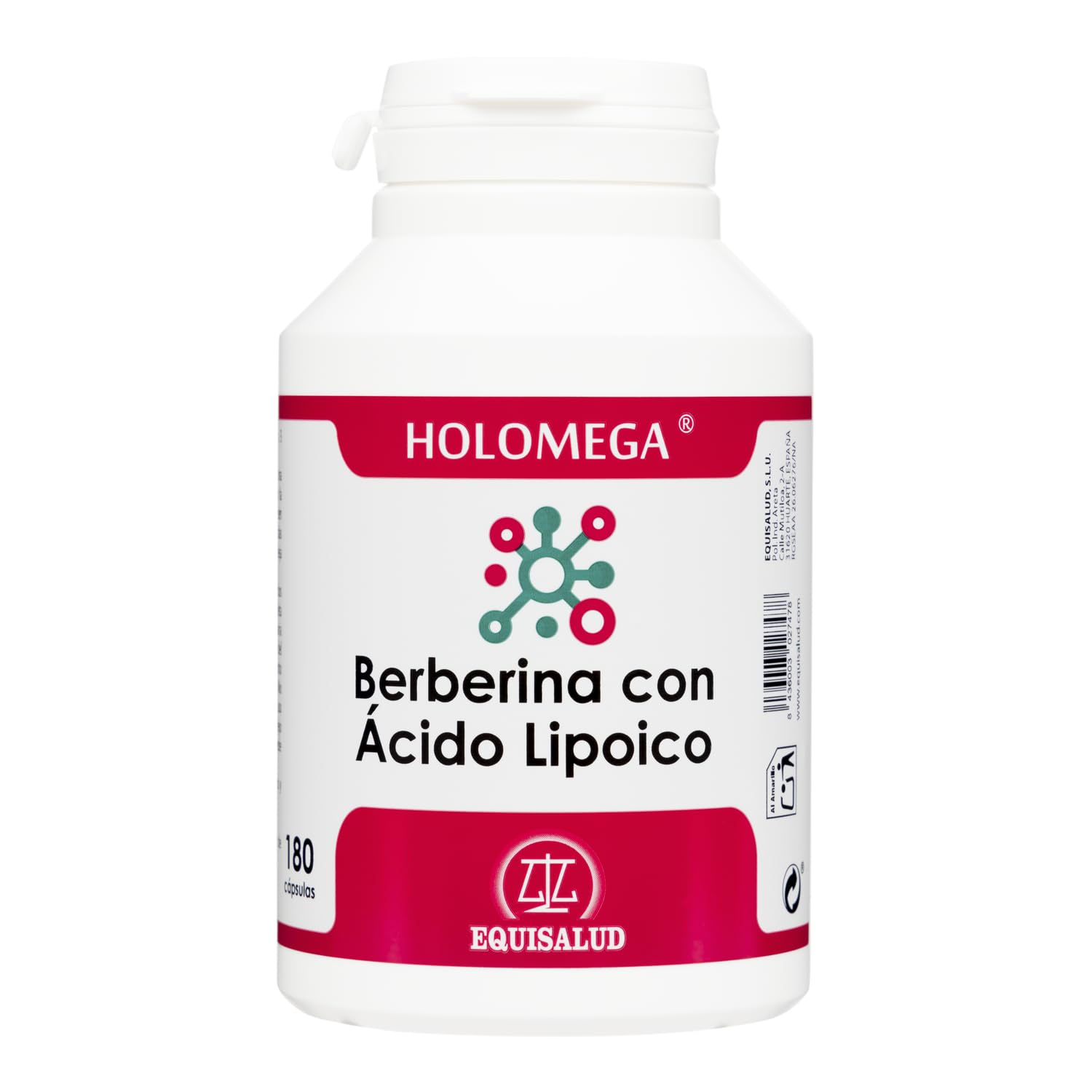 Equisalud - Holomega Berberina 180 Cápsulas - Favorece el Metabolismo y el Control de la Glucosa - con Ácido Alfa-Lipoico y Cromo