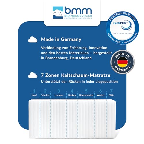 BMM Matratze 140x200 cm Klassik 19 Härtegrad H4 extra fest/Kaltschaummatratze Öko-Tex...