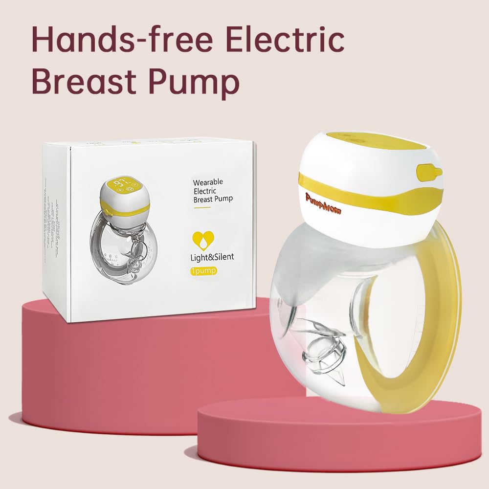 PumpMom-us Extractor de leche eléctrico portátil, doble manos libres, con 3 modelos y 9 niveles, recargable de bajo ruido con estuche de almacenamiento, taza de leche de 180 ml, sin BPA (paquete de 1)