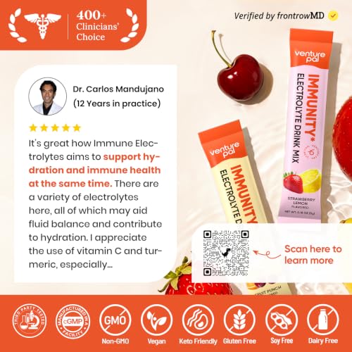 Image of Venture Pal Sugar Free Hydration Packets+Immune-Liquid Daily IV Drink Mix | Electrolyte Powder with 7 Electrolytes & 6 Vitamins, Probiotics + Elderberry | Non-GMO, Keto Friendly, Vegan | 16 Sticks