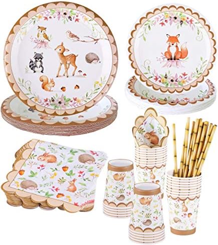 Vintage Floral Party Supplies Rose Gold Serves 16  Includes Floral Paper Plates Cups Napkins Straws for Baby Shower Plates Bridal Shower Wedding Shower Flower Birthday Decorations Garden Tea Party