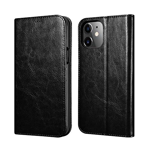 ICARERCASE Compatible for iPhone 12 Mini Case Wallet, Premium PU Leather [Magnetic Closure] Flip Cover with Kickstand and Card Slots Compatible for iPhone 12 Mini 12 5.4inch 2020 Model(Black)