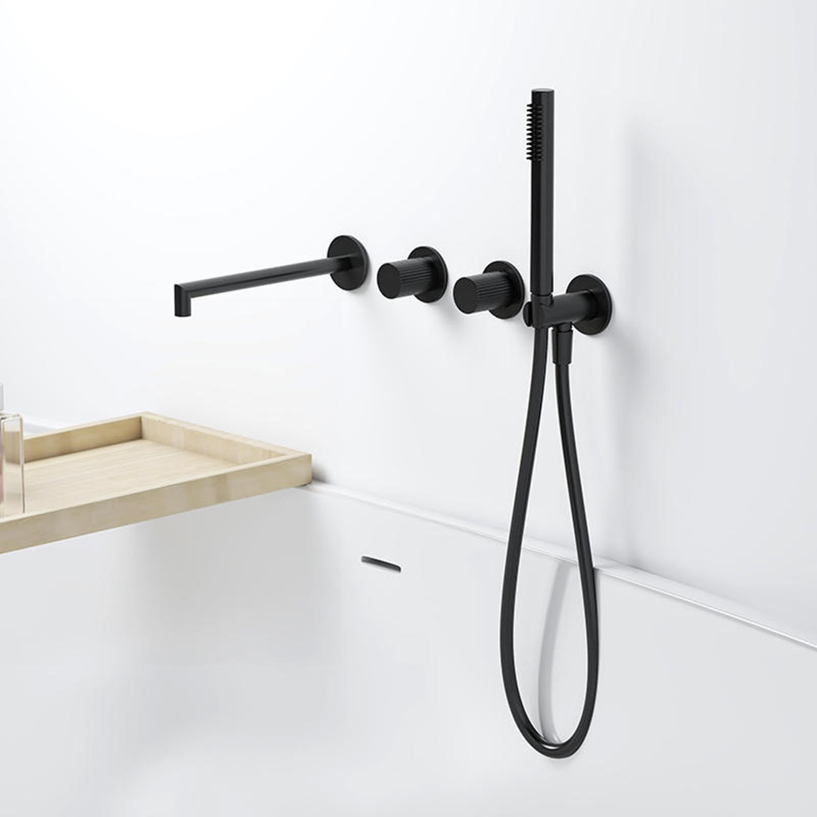 WOTZOV Bath Mixer Taps With Shower Wall Mounted Hot And Cold 2 Functions Brass Concealed Bath Mixer Tap Shower Mixer Tap Set For Bath White, Black，Black