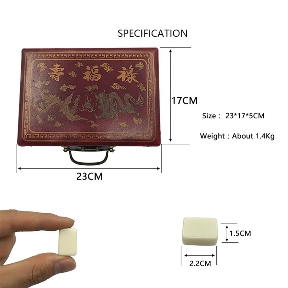 Mahjong Traditionnel Chinois Portable, Mini Jeu Adapté aux Jeux Familiaux, Fêtes et Jeux Amusants pour Adultes