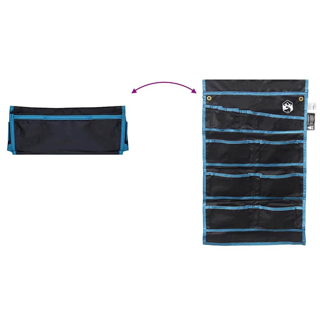 Aufbewahrungstasche Schwarz und Blau Oxford-Gewebe 63,5 x 40 cm leicht und langlebig mit viel Stauraum für Camping, Outdoor, Wandern und Festival Ausrüstung