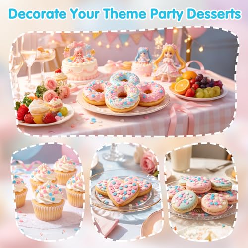 Image of Edible Pastel Sprinkles for Cake Decorating,Pink Blue White Round Confetti,Gender Reveal Sprinkle,Princess Sugar Sprinkle Circular Candy for Cake Baking,Cupcake Cookie Donut Desserts Decorations, Baby Shower Birthday Party Supplies | 130g Pink Blue White Circle Sugar for Baby Shower Baking,Princess Sprinkle,Cupcake Toppers,Birthday Party Dessert Decorations