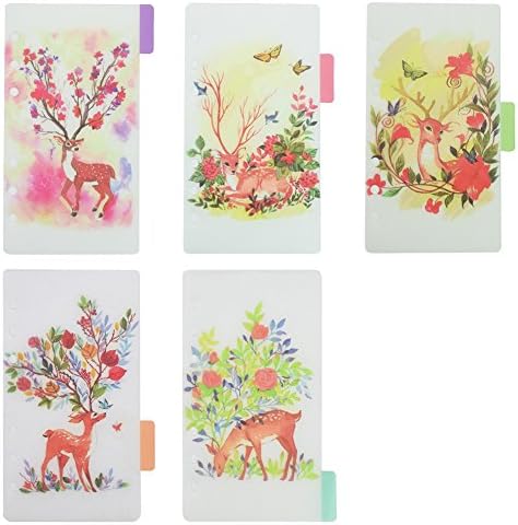 EsOffice Index Divider, 6-Ring table of contents dividers, Category Index Page Tab Cards for Binders Notebook/Dairy Planner, Deer Translucent Matte Bookmarks, A5, 5 Pcs/Pack