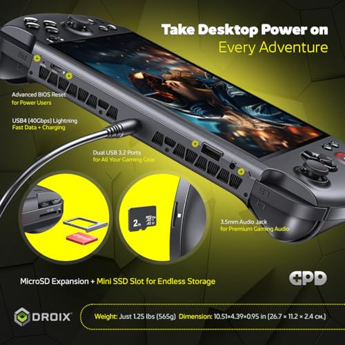 Image of GPD Win 5 Handheld Gaming PC | AMD Ryzen AI Max+ Ryzen 395 | 64GB LPDDR5X RAM, 4TB SSD | Radeon 8060S Graphics | Portable PC for AAA Gaming and Emulation