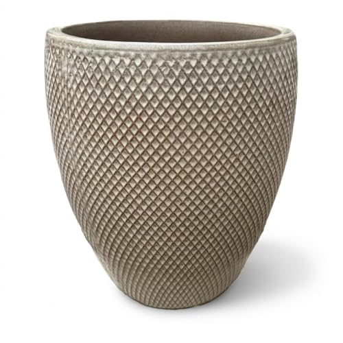 Provencelia SIGNAC Keramik Übertopf Sandfarben, Größe: XL - Durchmesser: 48 cm x Höhe: 52 cm, frostbeständig, handgefertigt, mediterraner Pflanztopf für Balkon Terrasse Garten