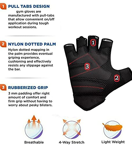 Gewichtheffen handschoenen ademend met gewatteerde anti-slip palmbescherming vingerloze gymhandschoenen voor training, bodybuilding fitness, workout en powerlifting (XL) - Afbeelding 4