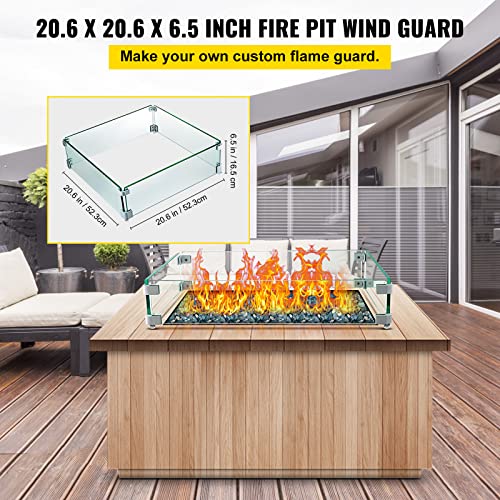 Hackor Fire Pit Wind Guard 21 Inch Fireglass Tempered Glass Square 8 Mm Thickness Fire Pit Glass Wind Glass For Drop-In Fire Pit Pan #TOP1