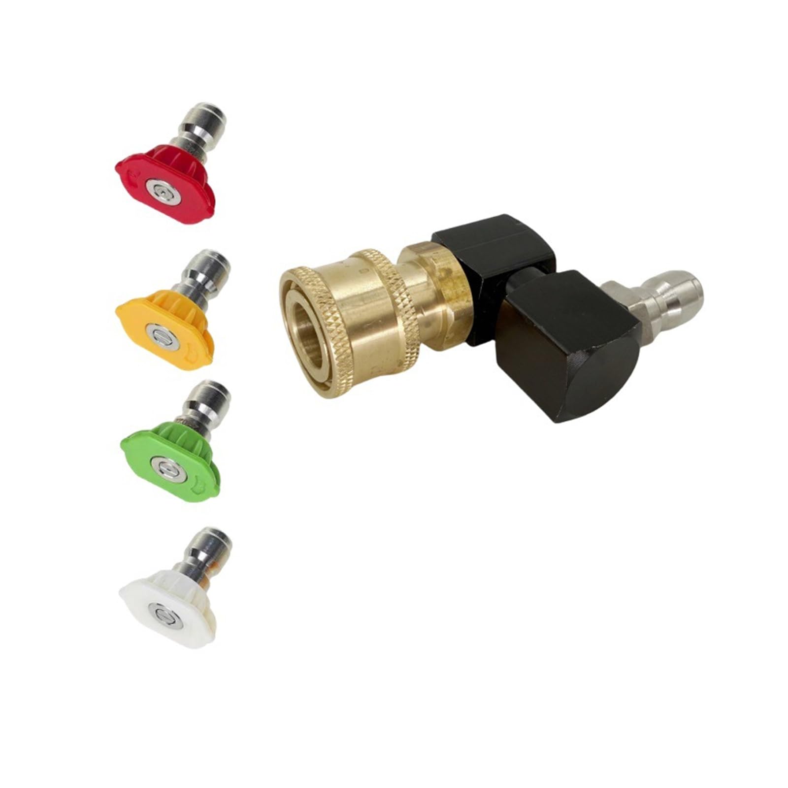 Jsghgdf Black 1 / 4Inch Quick Connecting Adaptor 360°Swivel Fitting For Pressure Washer With 0 15 25 40Degree Nozzle Attachments Rotating Water Sprinkle Nozzle