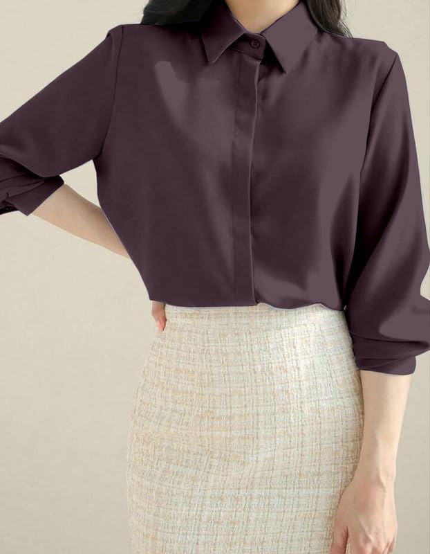 Image of Women's Regular Fit Korean Style Shirts | Stylish Western Shirt with Concealed Placket | Casual & Office Wear Shirt for Women
