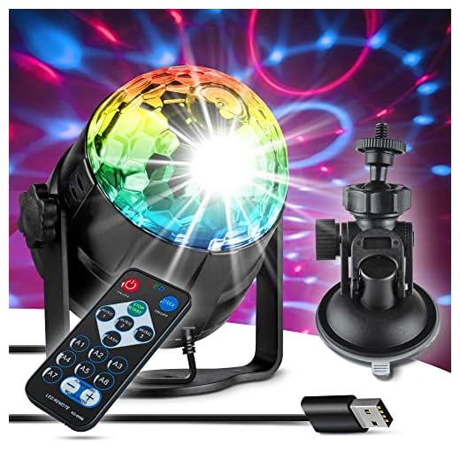 Xpertance Bola de discoteca LED Deluxe para niños – Bola de discoteca controlada por música – 7 colores efecto de luz de discoteca + cable USB de 4 m – Luz de fiesta + mando a distancia