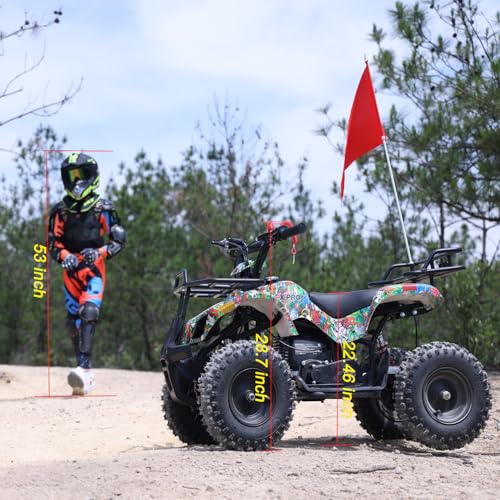 Image of X-PRO Gas ATV 4 Wheelers 40cc ATV Quads Quad with Front and Rear Disc Brake for Kids (Hot Rod Flame)