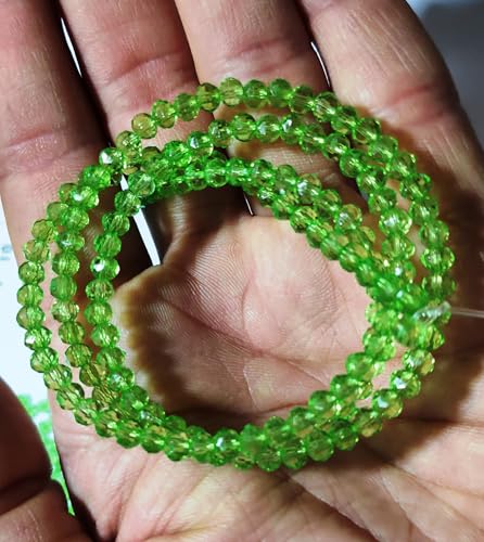 Image of GoSetGet! 4mm Rondelle /Tire (1000 Pcs) LITE Green Crystal Macrame Plastic Beads for Arts, Crafts & Decoratives-High Sparkle Cutting Crystal Beads for Macrame, Jhula, Torana, Jhumar (LiteGreen)