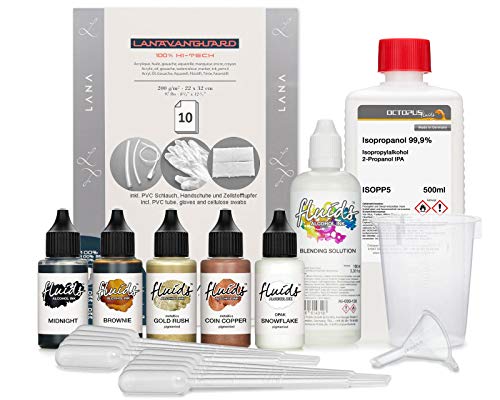 5 x 30 ml Octopus Fluids Alcohol Ink Starter Komplett Setblumenkindjen mit Zubehör Alkoholtinte für Alcohol Ink Art