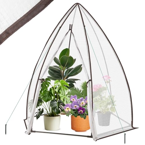 Sekey Sechseckige Gewächshaus für Tomaten 160 x 160 x 180 cm, Foliengewächshaus für Miniaturbaum, Tomatengewächshaus Stabil Winterfest für Garten, Balkon, Indoor, Weiß (Weiß(M))