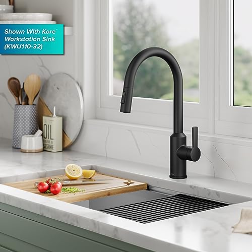 Image of KRAUS Oletto Touchless Sensor Pull-Down Single Handle Kitchen Faucet in Matte Black, KSF-2830MB