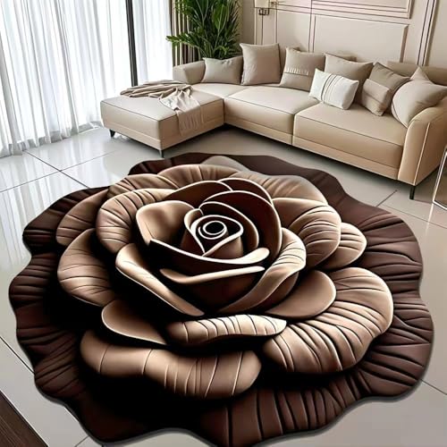 SXHEYUY Optische Täuschungs-Teppich, 3D Blumen Türmatte, Runde...