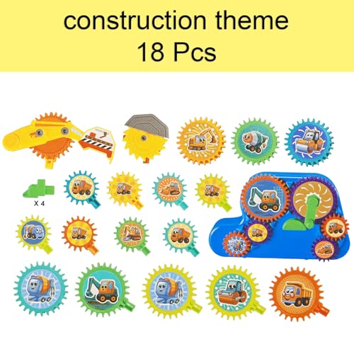 Toy Interlocking Gear Sets Kids Creative Learning Building Blocks 18Pcs Educational Construction Toy Electric Manual Dual Mode Versatile Gear Playset Gift for Boys Girls - Image 3