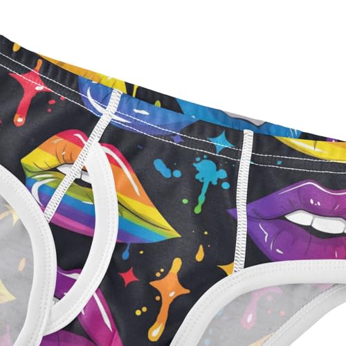 Wusikd Rainbow Boys' Underwear Cotton Colored Lips Boys Briefs Soft Toddler Underwear 2T4