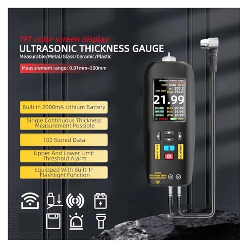 Medidor digital de espesor ultrasónico para metales, aluminio y acero con sensor inteligente miniatura 4