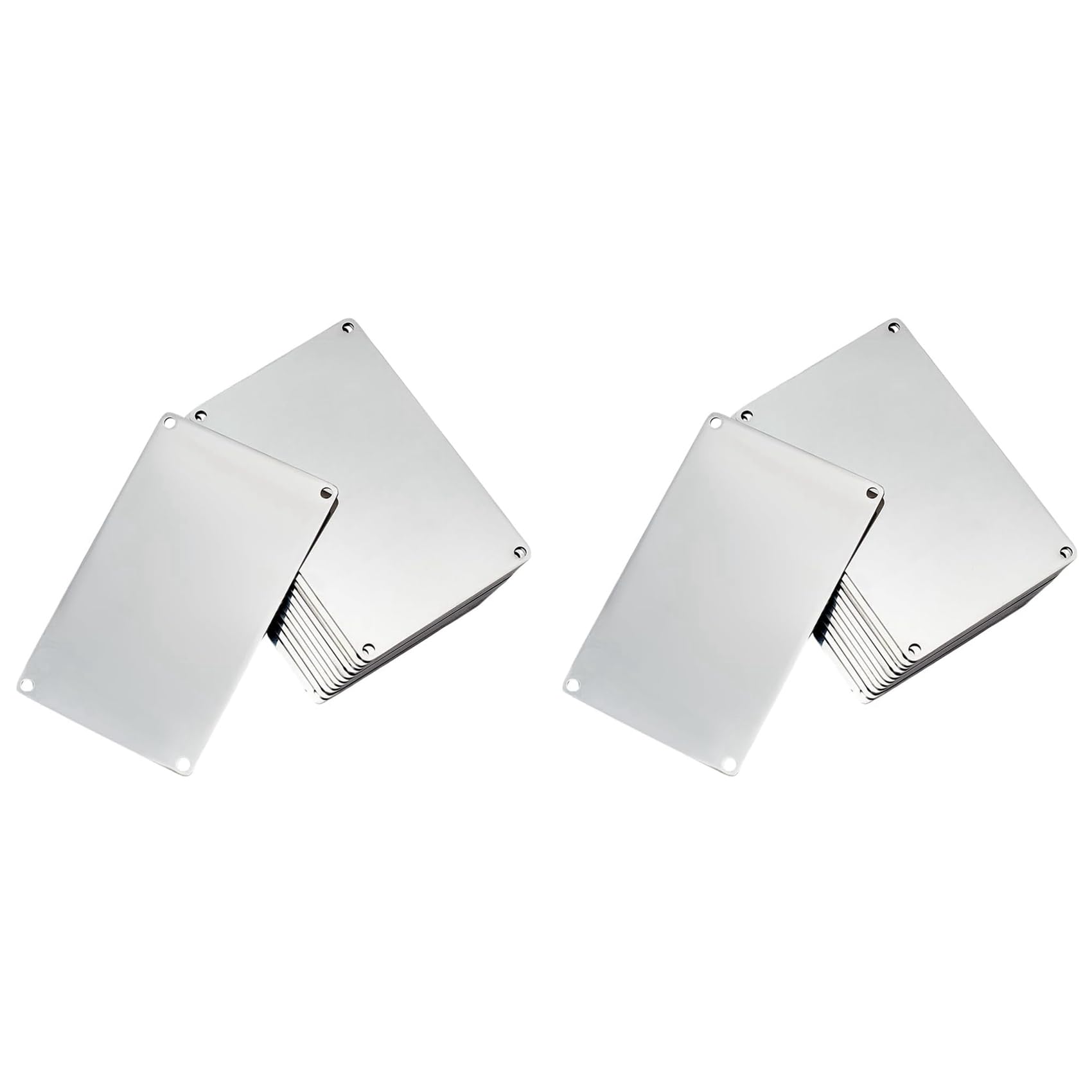 Jnchdghwa Silver 24 Pcs 304 Stainless Steel Engraving Blanks, 3.4X2.1 Inch Rectangle Blank Tag Metal Stamping Blanks Pet Tags 4-Hole